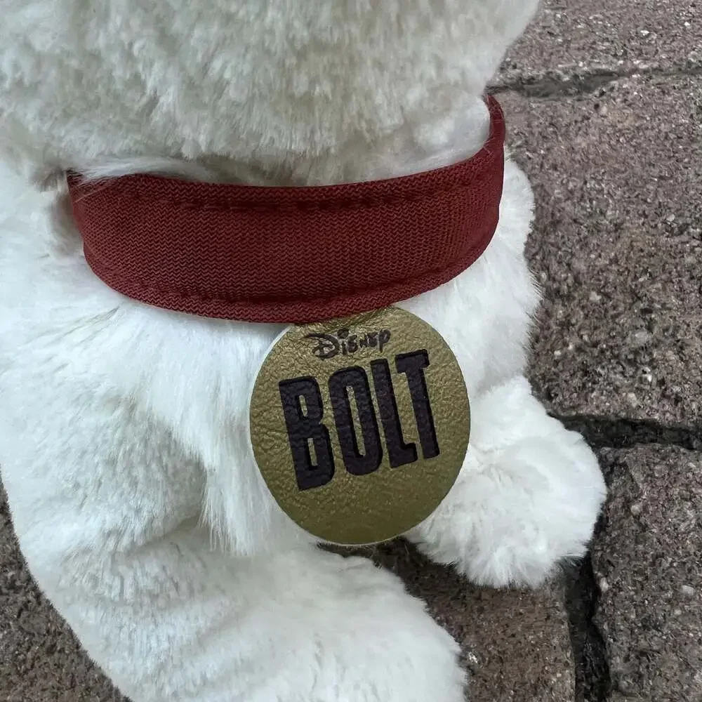 Disney Tote A Tail Bolt White Dog Plush Stuffed Animal Red Collar Lightning